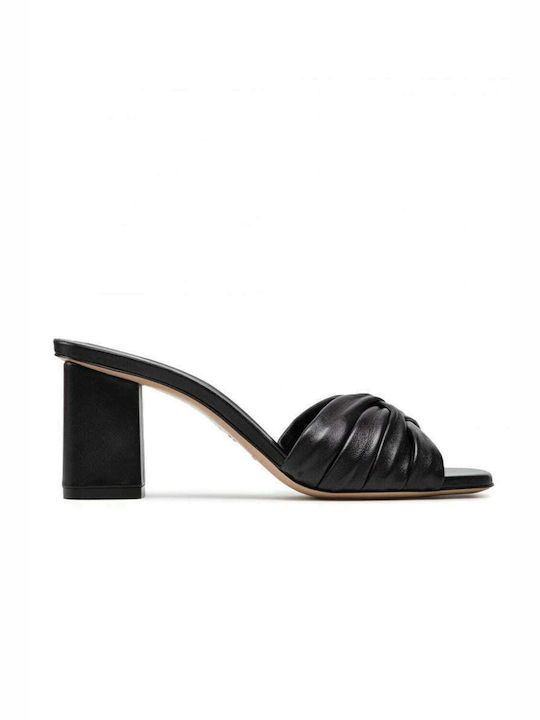 Emporio Armani Leder Mules mit Chunky Hoch Absatz in Schwarz Farbe