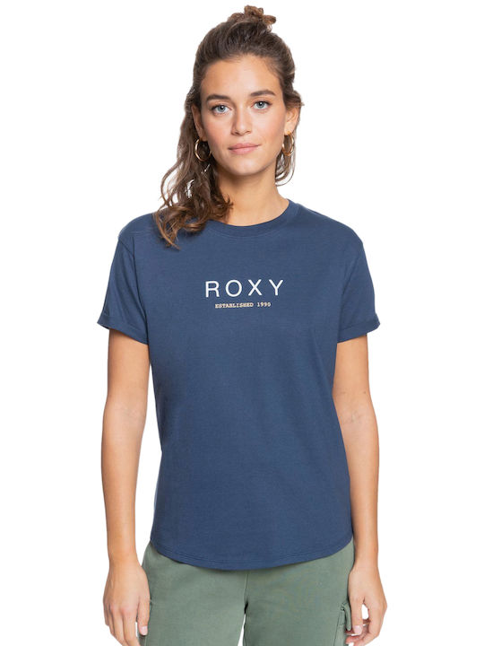 Roxy Epic Afternoon Word Γυναικείο T-shirt Navy Μπλε με Στάμπα