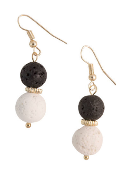 Earrings Pendants made of Steel Gold Plated with Stones & Pearls