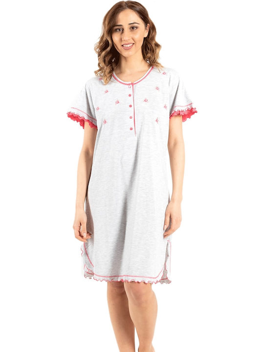 Vienetta Secret Women's Summer Cotton Nightgown Gray