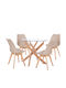 Esszimmer VEGAS 5Stück Transparent / Natural / Cappuccino 90x90cm