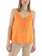 Women's Summer Blouse with Straps & V Neckline Orange