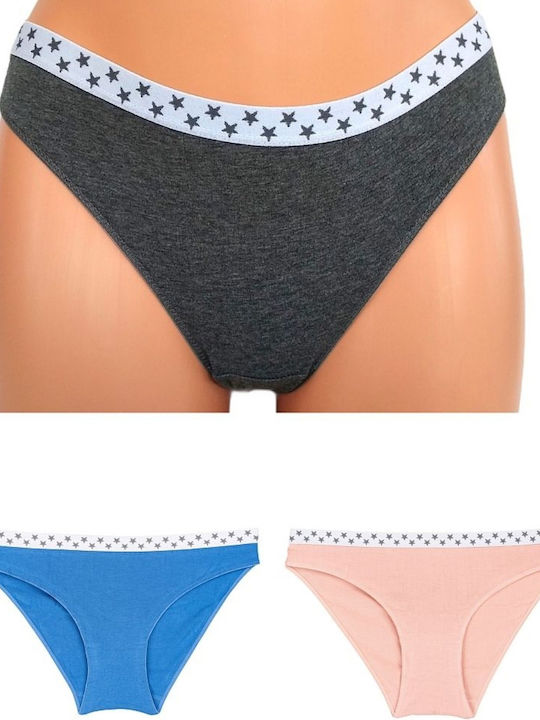 Femei Slip 3Pack Gri/Albastru/Roz