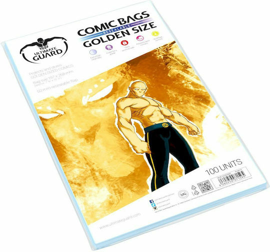 Ultimate Guard Plastic Sleeves for Comics 100pcs Comic Bags Resealable Golden 100τμχ