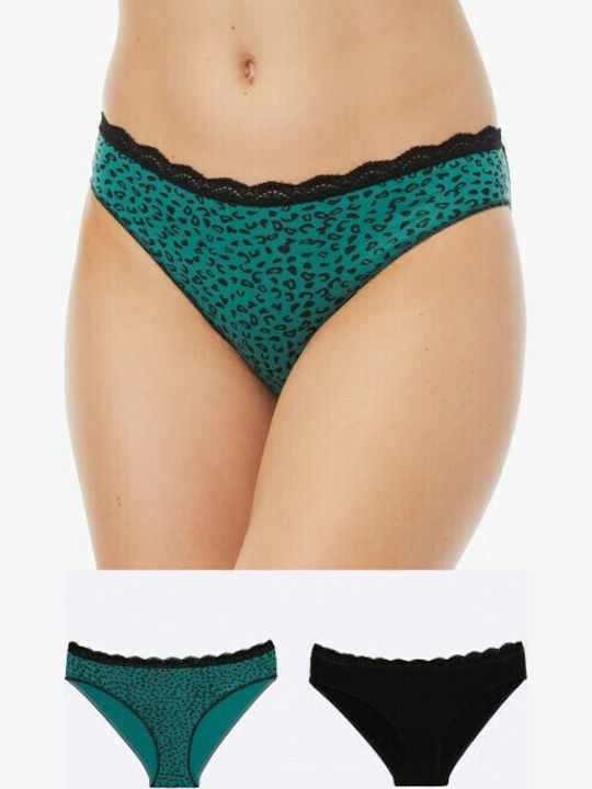 Minerva Fimelle Femei Slip 2Pack Green / Black