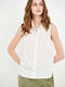 Funky Buddha Women's Monochrome Sleeveless Shirt White