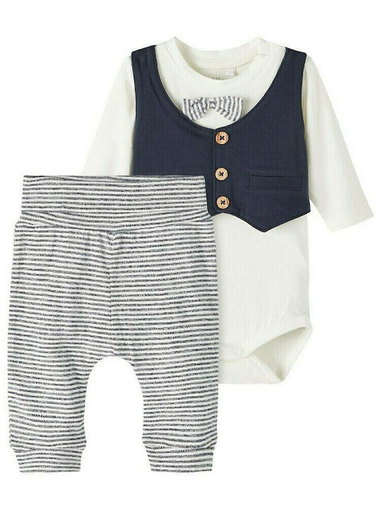 Name It Baby Bodysuit Set Long-Sleeved with Pants White