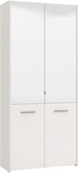 Ξύλινη Παπουτσοθήκη Menorca με 8 Ράφια Λευκό High Gloss 89.5x37.5x199cm