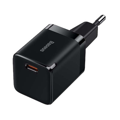 Baseus Φορτιστής Χωρίς Καλώδιο με Θύρα USB-C 30W Power Delivery / Quick Charge 4+ Μαύρος (GAN3 1C CCGN0101 CCGN010101)