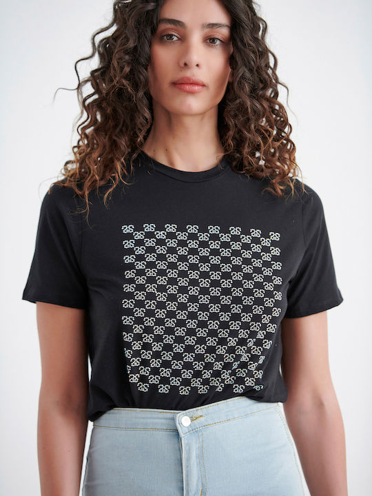 SugarFree Γυναικείο T-shirt Μαύρο με Στάμπα