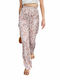 Glamorous Women's High-waisted Satin Trousers with Elastic Leopard Brown