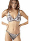 Blu4u Padded Triangle Bikini Top with Adjustable Straps White/Black