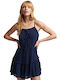 Superdry Ovin Summer Mini Dress with Ruffle Navy Blue