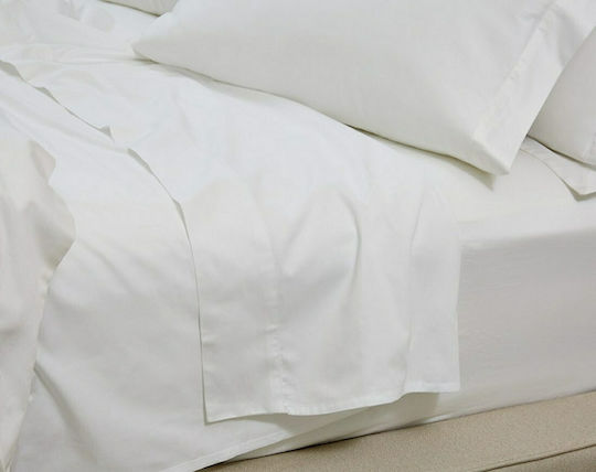 Blanc de Blanc MK Solid Hotel Sheet White Queen Size 240x280cm Cotton & Polyester 1pcs