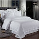 Blanc de Blanc MK Satin Stripe Hotel Sheet White Queen Size 240x290cm 100% Cotton 1pcs