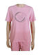 WOMEN'S COTTON SHORT-SLEEVED TOP RASTER TARGET S22-65500 - PINK