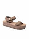 Fantasy Sandals Leather Women's Flat Sandals Anatomic Flatforms In Pink Colour -ARAGOSTA