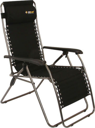 OZtrail Sun Lounge Daybreak Ξαπλώστρα Παραλίας Μαύρη Πτυσσόμενη Ατσάλινη με Μαξιλαράκι