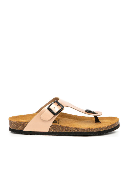 Plakton Leder Flache Sandalen für Damen Salmon