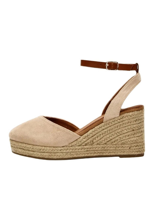 Platform Espadrilles with Beige Strap