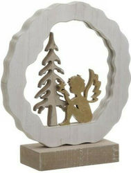 Inart Leuchtend Weihnachtsfigur Holz Cherub Gold 22x19x6cm