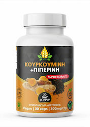 Ελιξήριο Κουρκουμίνη & Πιπερίνη 300mg 30 φυτικές κάψουλες