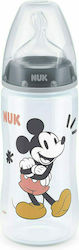 Nuk Пластмасово Биберон First Choice Plus Temperature Control Mickey & Minnie Против Колики със Силиконова Зърна за 6-18 месеци Сив 300мл 1бр