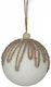 Hängendes Kugel Ornament Ornament Kunststoff Weiß 8cm Set 6Stück
