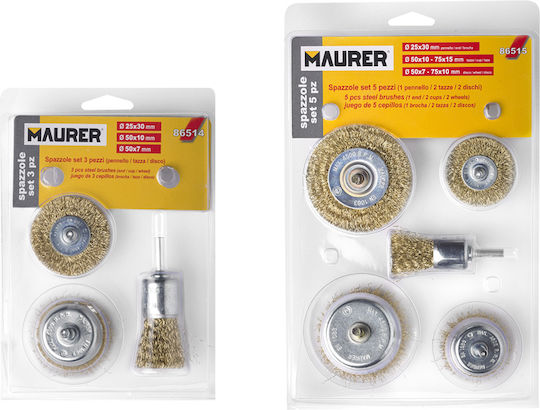 Maurer 86514 Wire Brush for Drill 6mm Set of 3pcs