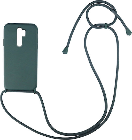 Sonique CarryHang Back Cover Silicon 0.5mm cu Curea Verde închis (Redmi Note 8 Pro)