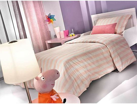 Saint Clair Bettwäsche-Set Einzel Baumwolle Stripes Pink 160x250cm 3Stück
