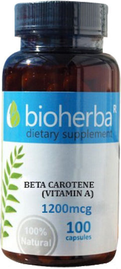 Bioherba Beta Carotene (Vitamin A) Витамин за Косата, Кожата & Антиоксидантно действие 1200mcg 100 капси
