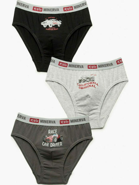 Minerva Cars Kids' Set with Briefs Black 3pcs