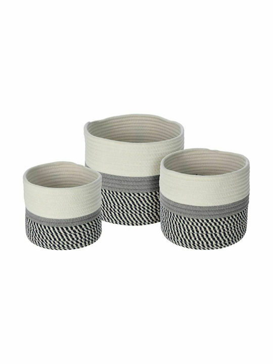 Mulex Set dekorative Körbe Gray Gestrickte Baumwolle 3Stück