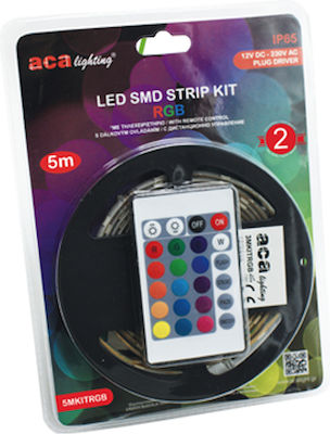 Aca Waterproof LED Strip Power Supply 12V RGB Length 5m Set with Remote Control and Power Supply