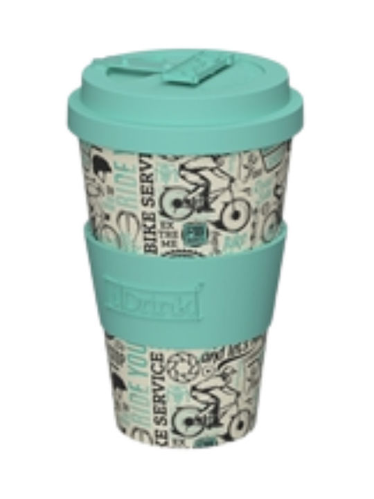 iDrink Bike Κούπα Μπαμπού με Καπάκι Μπλε 435ml