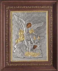 Saint Icon Archangel Michael with Local Gilding Silver 49x61cm