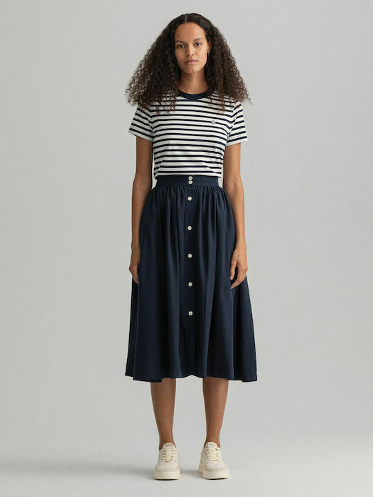 Gant High-waisted Midi Skirt Navy Blue