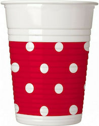 Plastic Glasses Red Dots 200ml 8pcs