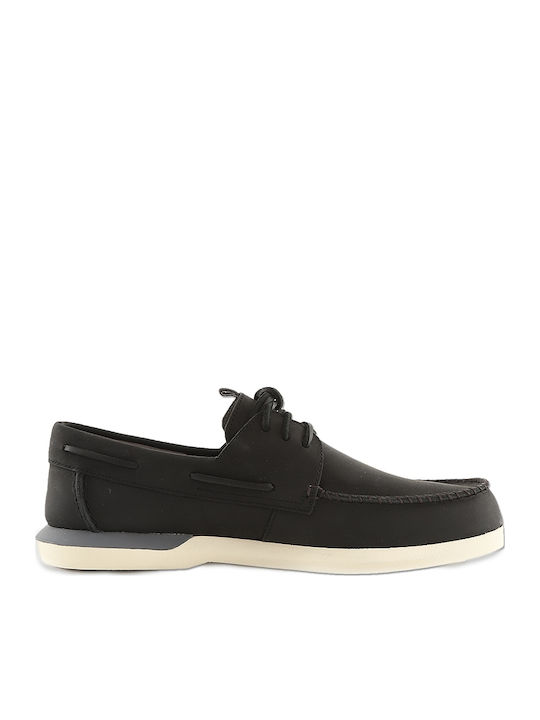 Plushwave 2.0 Δερμάτινα Ανδρικά Boat Shoes σε Μαύρο Χρώμα