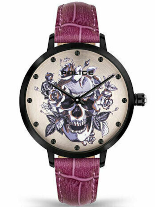 Police Miona Damen Uhr mit Fuchsie Lederarmband