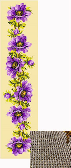 Gobelin L "Purple Flowers" Beige Fabric Embroidery 30cm 33.19