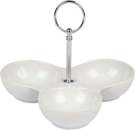 Atmosphera Porcelain Dessert Divided Serving Plate with 3 Slots White 16x20x3cm