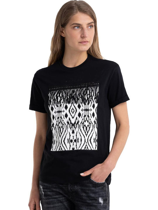 Damen T-Shirt Geprüft Schwarz