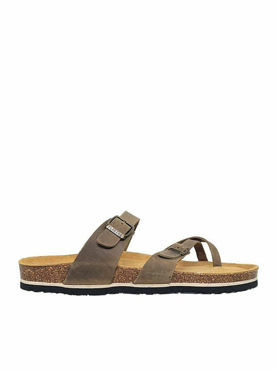 Plakton Leder Herrensandalen in Grün Farbe