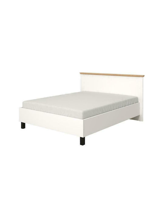 Valencia Κρεβάτι Υπέρδιπλο Ξύλινο Λευκό για Στρώμα 160x200cm
