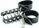 Dream Love Ohmama Fetish Leather Strap Metal Ring Cock Cage With Ball Divider Penis Cage in Black Color