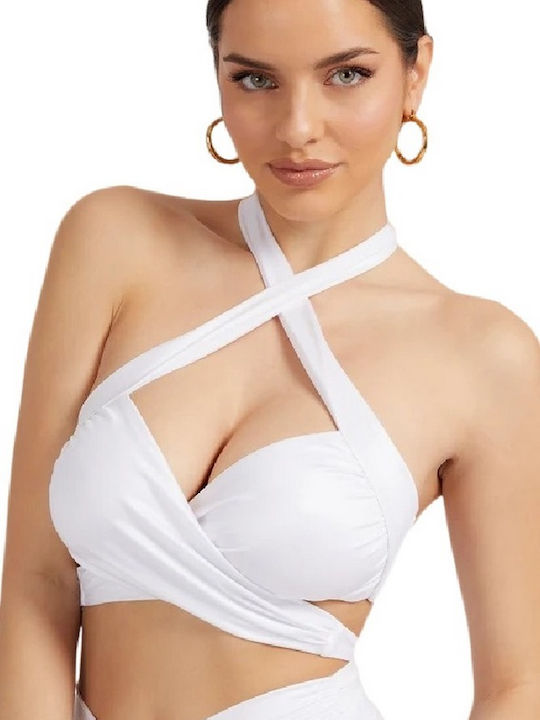 Guess High Neck Bikini Top White