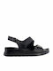 Leder Flache Sandalen für Damen Anatomisch in Schwarz Farbe