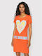 Sommer Mini T-Shirt Damenkleid Orange